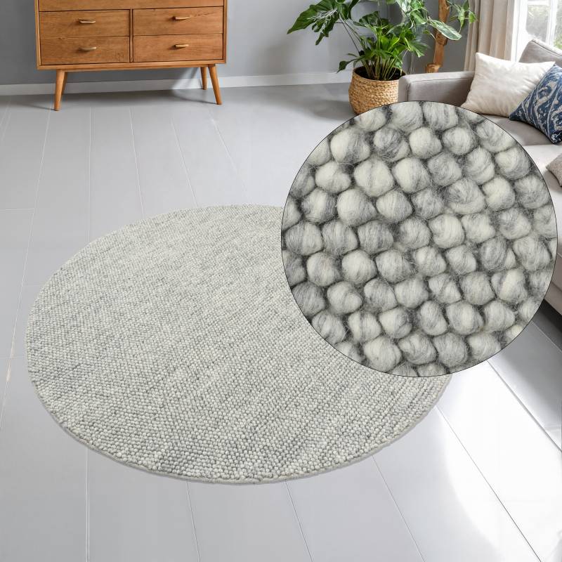 my home Wollteppich "Wolly" rund 14 mm Höhe Wolle, handgewebt, Handweb Teppiche, Wohnzimmer, Schlafzimmer von My Home