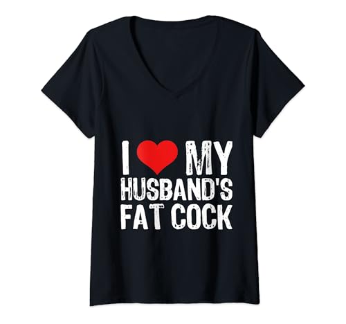 Damen Ich liebe den fetten Schwanz meines Mannes T-Shirt mit V-Ausschnitt von My Husband's Fat Cock