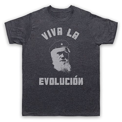 Charles Darwin Viva La Evolucion Herren T-Shirt, Jahrgang Schiefer, Large von My Icon Art & Clothing