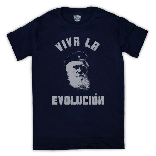 Charles Darwin Viva La Evolucion Herren T-Shirt, Ultramarinblau, Medium von My Icon Art & Clothing