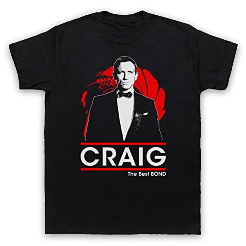 Daniel Craig The Best Bond British Spy Secret Agent 00 Double O Herren T-Shirt, Schwarz, XL von My Icon Art & Clothing