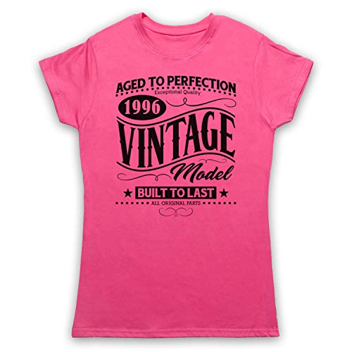 My Icon Art & Clothing 1996 Vintage Model Born In Birth Year Date Damen T-Shirt, Rosa, Small von My Icon Art & Clothing