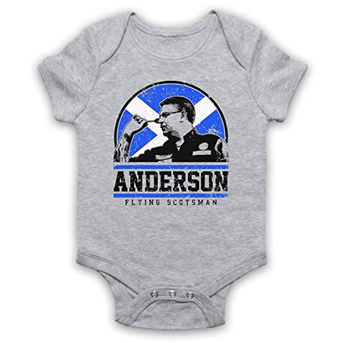 My Icon Art & Clothing Anderson Flying Scottish Player Darts Tribute Scotsman Babystrampler, Grau, 12-18 Monate von My Icon Art & Clothing