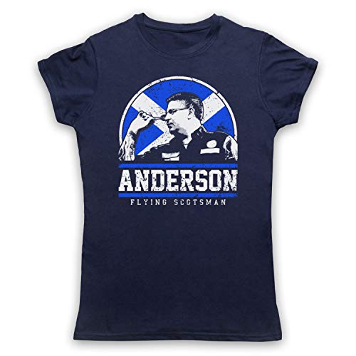 My Icon Art & Clothing Anderson Flying Scottish Player Darts Tribute Scotsman Damen T-Shirt, Ultramarinblau, Large von My Icon Art & Clothing