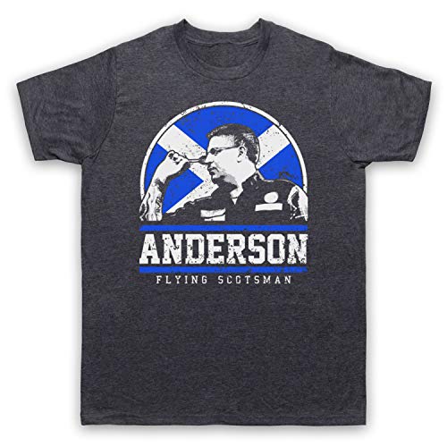 My Icon Art & Clothing Anderson Flying Scottish Player Darts Tribute Scotsman Herren T-Shirt, Jahrgang Schiefer, 2XL von My Icon Art & Clothing