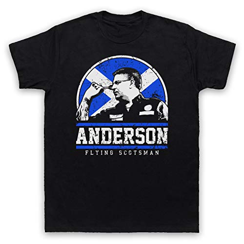 My Icon Art & Clothing Anderson Flying Scottish Player Darts Tribute Scotsman Herren T-Shirt, Schwarz, Large von My Icon Art & Clothing