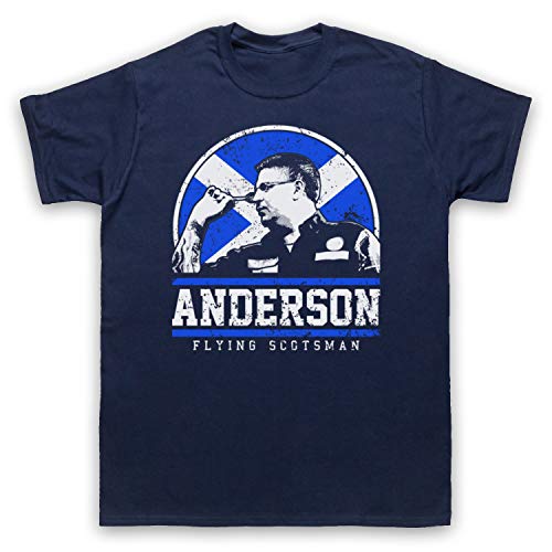 My Icon Art & Clothing Anderson Flying Scottish Player Darts Tribute Scotsman Herren T-Shirt, Ultramarinblau, Medium von My Icon Art & Clothing