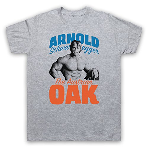 My Icon Art & Clothing Arnie The Austrian Oak Bodybuilder Legend Herren T-Shirt, Grau, XL von My Icon Art & Clothing