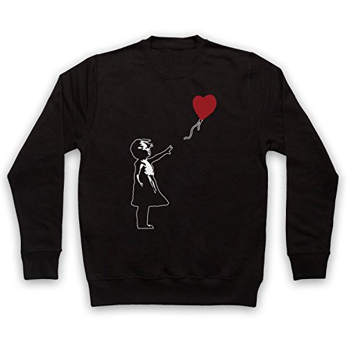 My Icon Art & Clothing Banksy Girl Heart Balloon Graffiti Street Art Erwachsenen Sweatshirt, Schwarz, Large von My Icon Art & Clothing