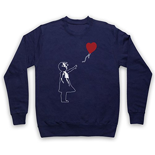 My Icon Art & Clothing Banksy Girl Heart Balloon Graffiti Street Art Erwachsenen Sweatshirt, Ultramarinblau, Medium von My Icon Art & Clothing