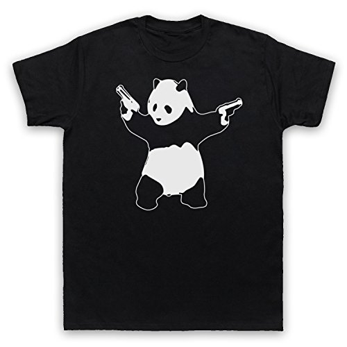 My Icon Art & Clothing Banksy Panda Guns Graffiti Street Art Herren T-Shirt, Schwarz, XL von My Icon Art & Clothing