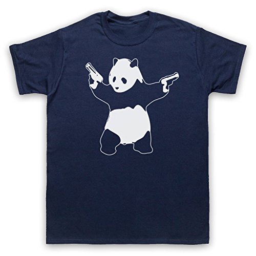 My Icon Art & Clothing Banksy Panda Guns Graffiti Street Art Herren T-Shirt, Ultramarinblau, 2XL von My Icon Art & Clothing