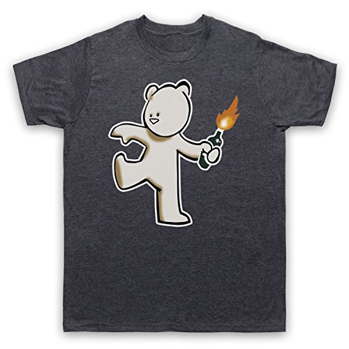 My Icon Art & Clothing Banksy Teddy Molotov Cocktail Graffiti Street Art Herren T-Shirt, Jahrgang Schiefer, XL von My Icon Art & Clothing
