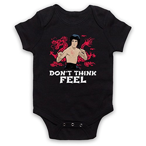 My Icon Art & Clothing Bruce Don't Think Feel Kung Fu Martial Arts Expert Lee Babystrampler, Schwarz, 3-6 Monate von My Icon Art & Clothing