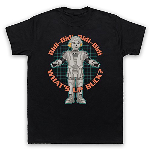My Icon Art & Clothing Buck Roger Twiki Bidi Bidi Sci Fi TV Robot Herren T-Shirt, Schwarz, Large von My Icon Art & Clothing