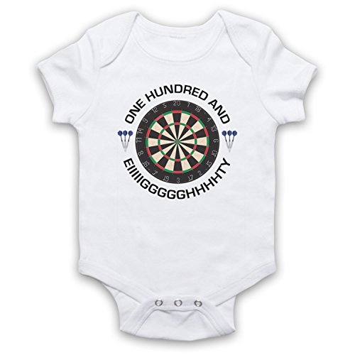 My Icon Art & Clothing Darts Dartboard One Hundred and Eighty Eiiiigggghhhhhty Babystrampler, Weiß, 0-3 Monate von My Icon Art & Clothing