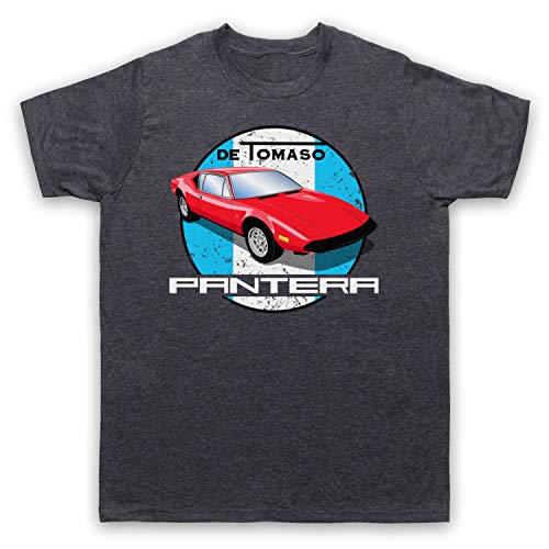 My Icon Art & Clothing De Tomaso Pantera Italian Classic Muscle Car Herren T-Shirt, Jahrgang Schiefer, XL von My Icon Art & Clothing