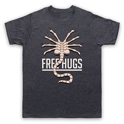 My Icon Art & Clothing Facehugger Free Hugs Space Sci Fi Alien Horror Film Herren T-Shirt, Jahrgang Schiefer, 2XL von My Icon Art & Clothing