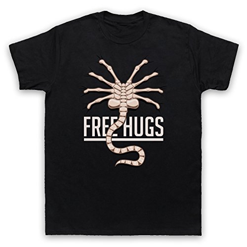 My Icon Art & Clothing Facehugger Free Hugs Space Sci Fi Alien Horror Film Herren T-Shirt, Schwarz, XL von My Icon Art & Clothing