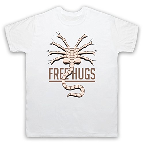 My Icon Art & Clothing Facehugger Free Hugs Space Sci Fi Alien Horror Film Herren T-Shirt, Weiß, Medium von My Icon Art & Clothing