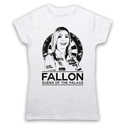 My Icon Art & Clothing Fallon Queen of The Palace Darts Tribute Damen T-Shirt, Weiß, Small von My Icon Art & Clothing