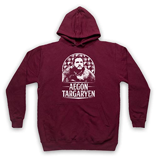 My Icon Art & Clothing GOT Thrones Aegon Targaryen Jon Snow Tribute Fantasy Novel TV Erwachsenen Kapuzensweater, Burgund, Small von My Icon Art & Clothing