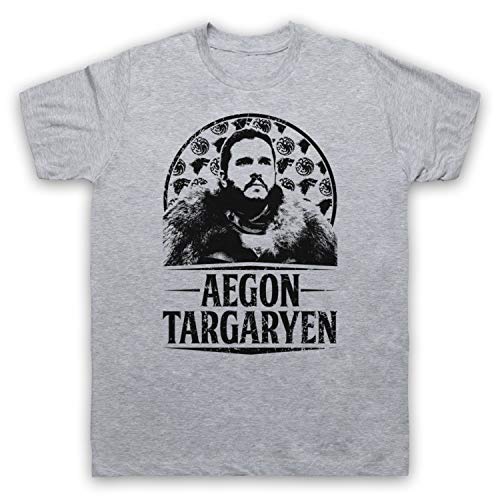 My Icon Art & Clothing GOT Thrones Aegon Targaryen Jon Snow Tribute Fantasy Novel TV Herren T-Shirt, Grau, Medium von My Icon Art & Clothing