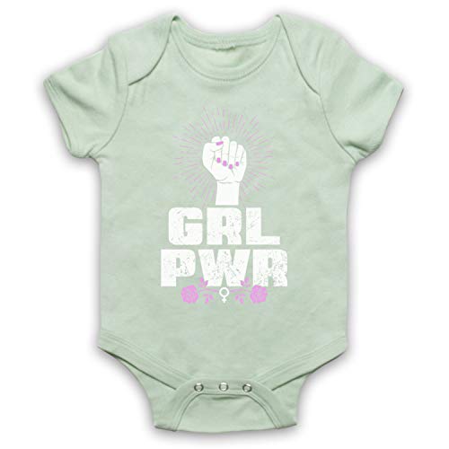 My Icon Art & Clothing GRL PWR Feminist Slogan Girl Power Womens Rights Feminism Babystrampler, Hellgrün, 0-3 Monate von My Icon Art & Clothing