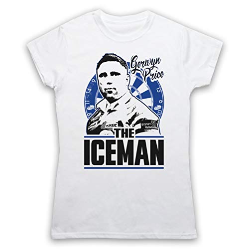 My Icon Art & Clothing Gerwyn Price The Iceman Darts Tribute Welsh Player Damen T-Shirt, Weiß, Small von My Icon Art & Clothing