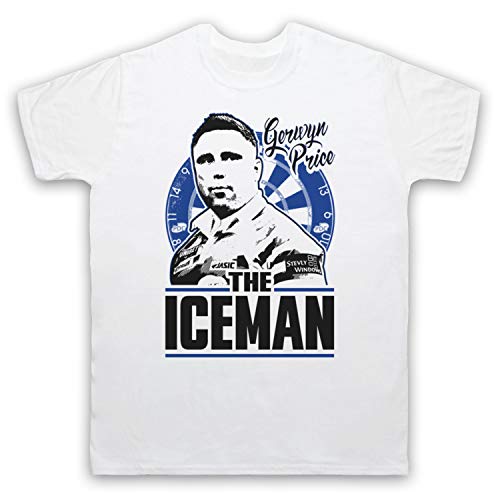 My Icon Art & Clothing Gerwyn Price The Iceman Darts Tribute Welsh Player Herren T-Shirt, Weiß, Large von My Icon Art & Clothing