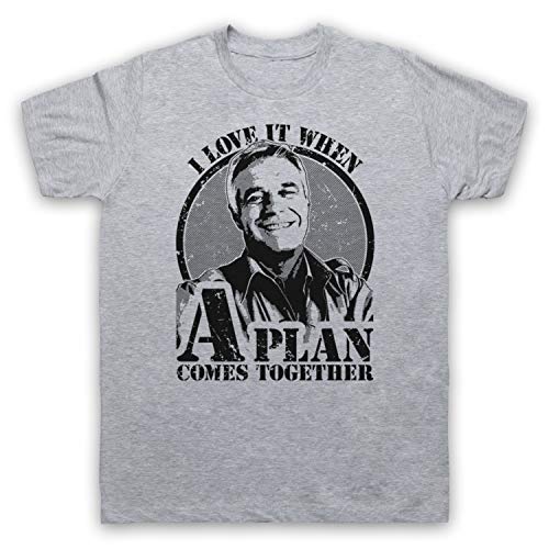 My Icon Art & Clothing Hannibal I Love It When A Plan Comes Together Team Action TV Herren T-Shirt, Grau, Medium von My Icon Art & Clothing