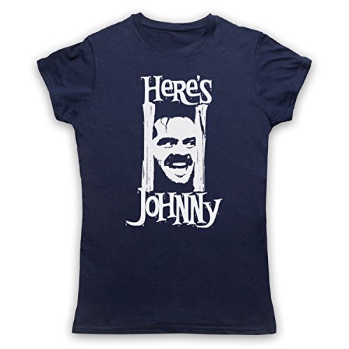 My Icon Art & Clothing Here's Johnny Jack Nicholson Shin Horror Film Novel Damen T-Shirt, Ultramarinblau, Large von My Icon Art & Clothing