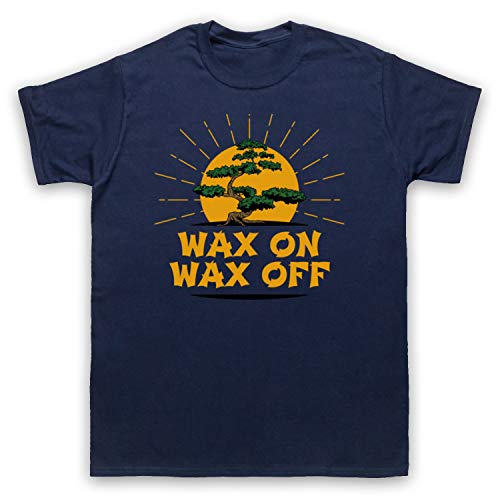 My Icon Art & Clothing Karate Wax On Wax Off Bonsai Tree Mr Miyagi Slogan Herren T-Shirt, Ultramarinblau, Large von My Icon Art & Clothing