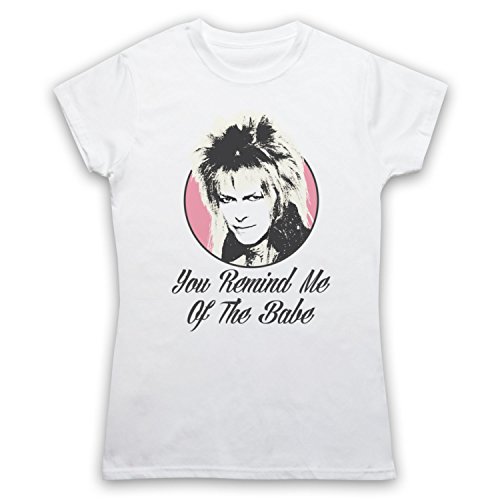 My Icon Art & Clothing Laby Jareth Goblin King You Remind Me of The Babe Fantasy Film Damen T-Shirt, Weiß, Medium von My Icon Art & Clothing