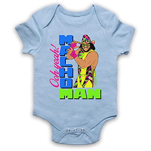 My Icon Art & Clothing Macho Man Savage Illustration Savage Iconic Wrestling Wrestler Babystrampler, Hellblau, 3-6 Monate von My Icon Art & Clothing