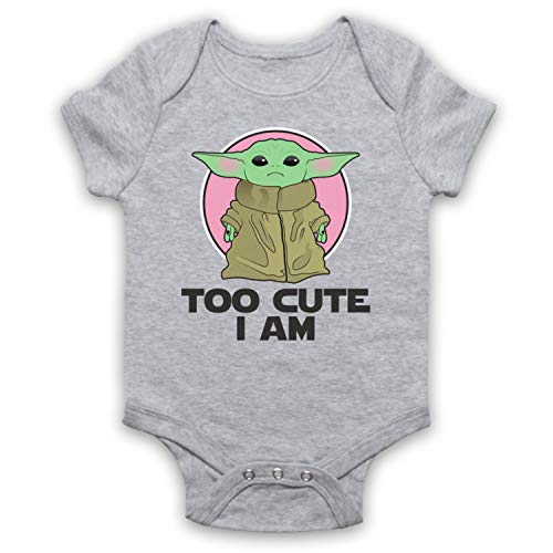 My Icon Art & Clothing Mandalor Star Baby Yoda Too Cute I Am Sci Fi Film Spinoff TV Babystrampler, Grau, 0-3 Monate von My Icon Art & Clothing