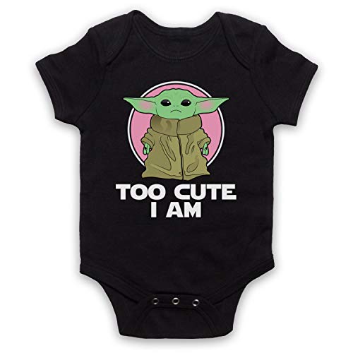 My Icon Art & Clothing Mandalor Star Baby Yoda Too Cute I Am Sci Fi Film Spinoff TV Babystrampler, Schwarz, 3-6 Monate von My Icon Art & Clothing