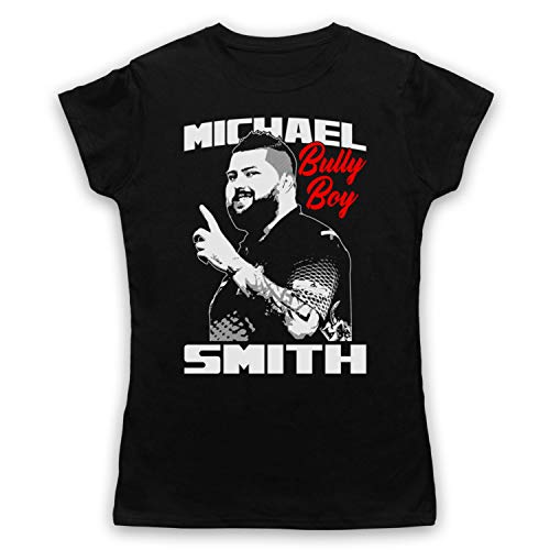 My Icon Art & Clothing Michael Smith Bully Boy Darts Tribute English Player Damen T-Shirt, Schwarz, XL von My Icon Art & Clothing