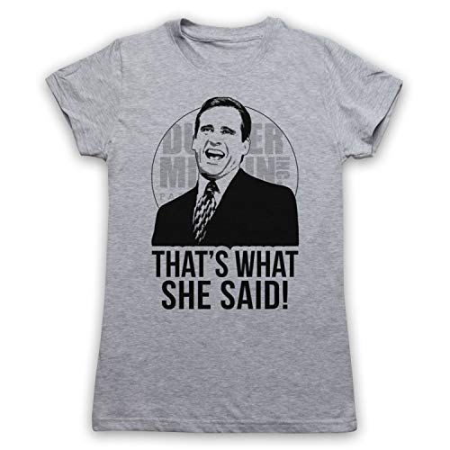 My Icon Art & Clothing Office Michael Scott That's What She Said Comedy TV Damen T-Shirt, Grau, Medium von My Icon Art & Clothing