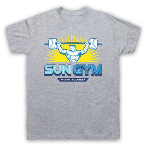 My Icon Art & Clothing Pain Gain Sun Gym Bodybuilding Logo Film Herren T-Shirt, Grau, Large von My Icon Art & Clothing