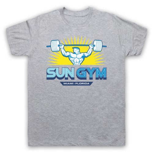 My Icon Art & Clothing Pain Gain Sun Gym Bodybuilding Logo Film Herren T-Shirt, Grau, Medium von My Icon Art & Clothing