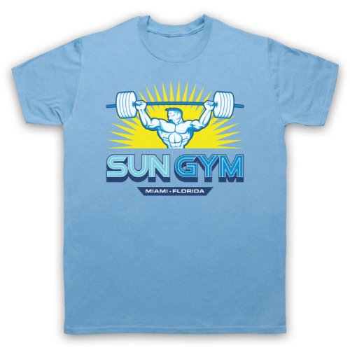 My Icon Art & Clothing Pain Gain Sun Gym Bodybuilding Logo Film Herren T-Shirt, Hellblau, Large von My Icon Art & Clothing