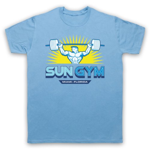 My Icon Art & Clothing Pain Gain Sun Gym Bodybuilding Logo Film Herren T-Shirt, Hellblau, Medium von My Icon Art & Clothing