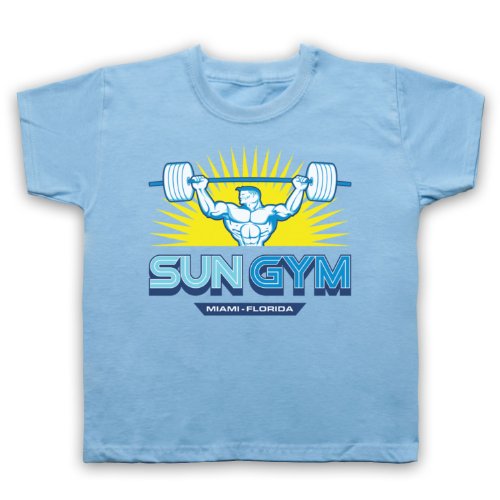 My Icon Art & Clothing Pain Gain Sun Gym Bodybuilding Logo Film Kinder T-Shirt, Hellblau, 9-11 Jahren von My Icon Art & Clothing