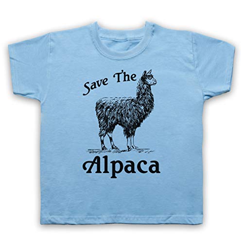 My Icon Art & Clothing Save The Alpaca Animal Rights Protest Slogan Kinder T-Shirt, Hellblau, 7-8 Jahren von My Icon Art & Clothing