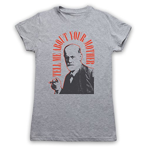 My Icon Art & Clothing Sigmund Freud Tell Me About Your Mother Damen T-Shirt, Grau, Small von My Icon Art & Clothing