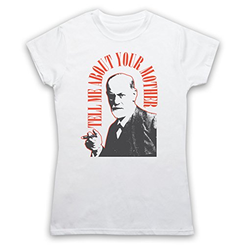 My Icon Art & Clothing Sigmund Freud Tell Me About Your Mother Damen T-Shirt, Weiß, Medium von My Icon Art & Clothing
