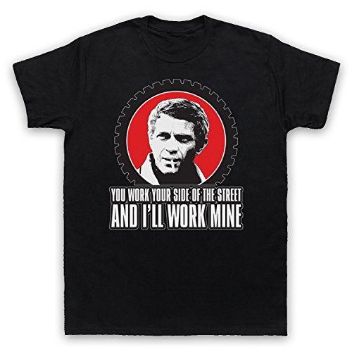 My Icon Art & Clothing Steve McQueen You Work Your Side of The Street Film Bull Herren T-Shirt, Schwarz, Large von My Icon Art & Clothing