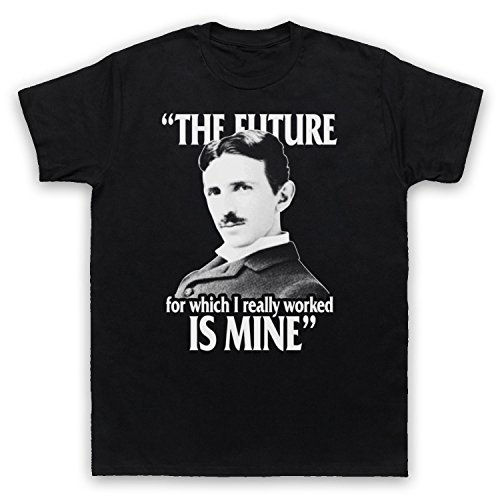 Nikola Tesla The Future is Mine Herren T-Shirt, Schwarz, 3XL von My Icon Art & Clothing