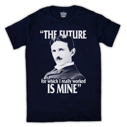 Nikola Tesla The Future is Mine Herren T-Shirt, Ultramarinblau, Medium von My Icon Art & Clothing